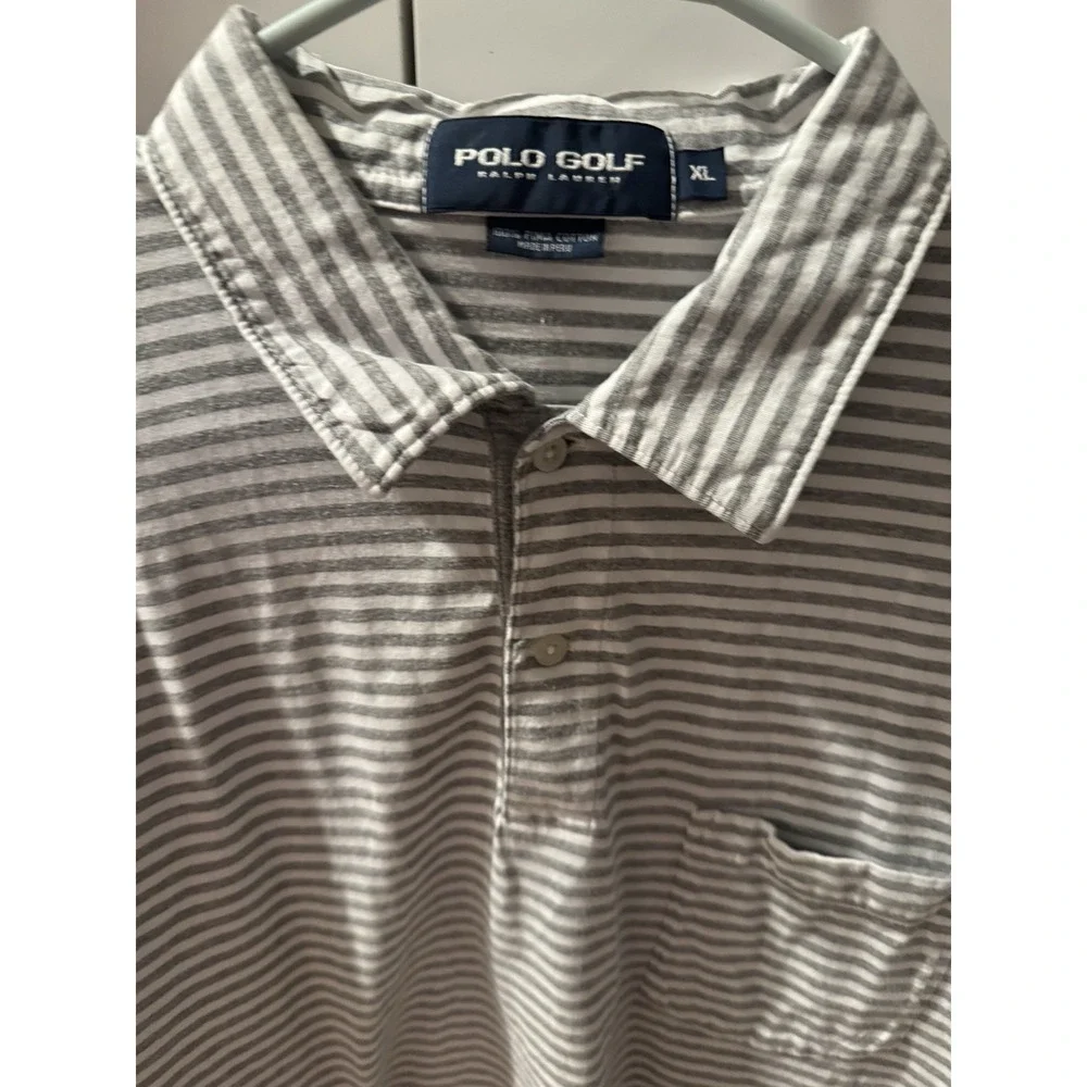 Ralph Lauren Polo Golf Men's Short Sleeve Size XL Gray And‎ White Polo